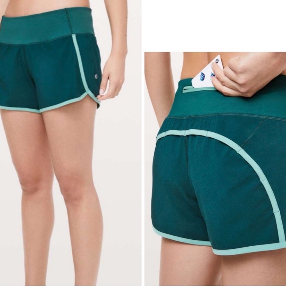 Lululemon Run times green teal athletic shorts 4